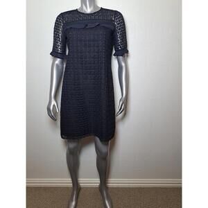 Tommy Hilfiger Lace 3/4 sleeve scoopneck knee length lace blue navy dress Sz 8